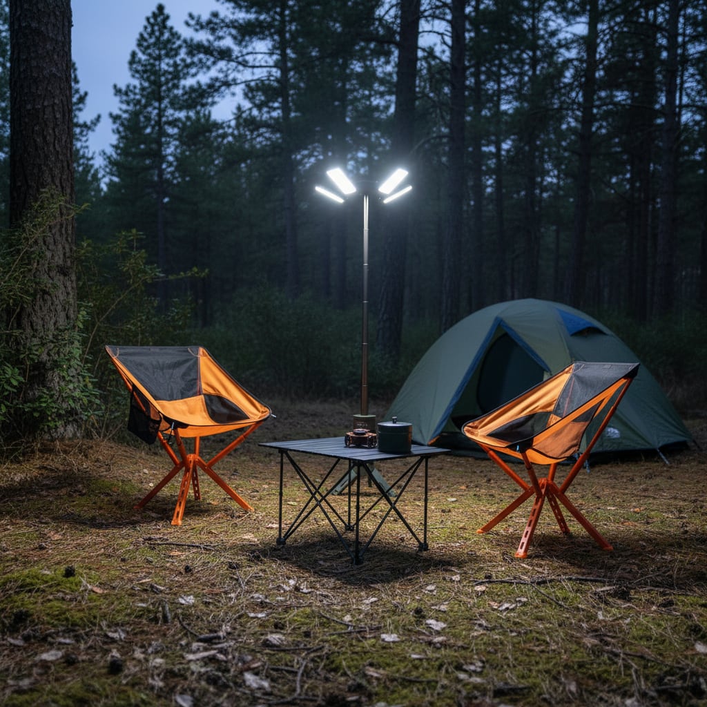 Lighting a campsite at night