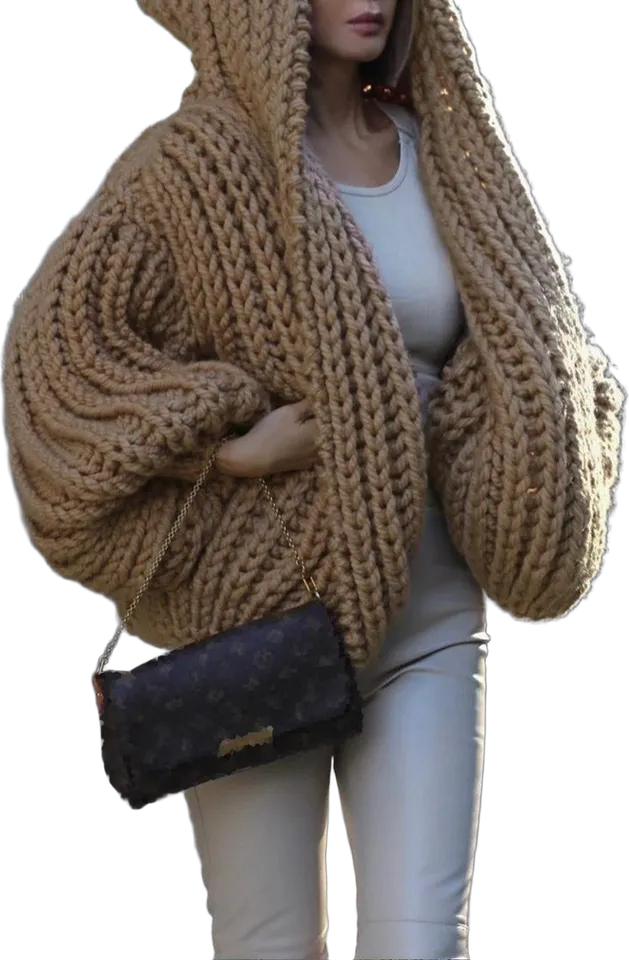 Chunky-knit hooded cardigan