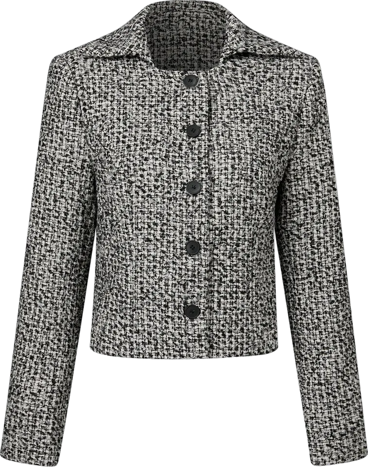 Black-and-white weave shawl collar jacket