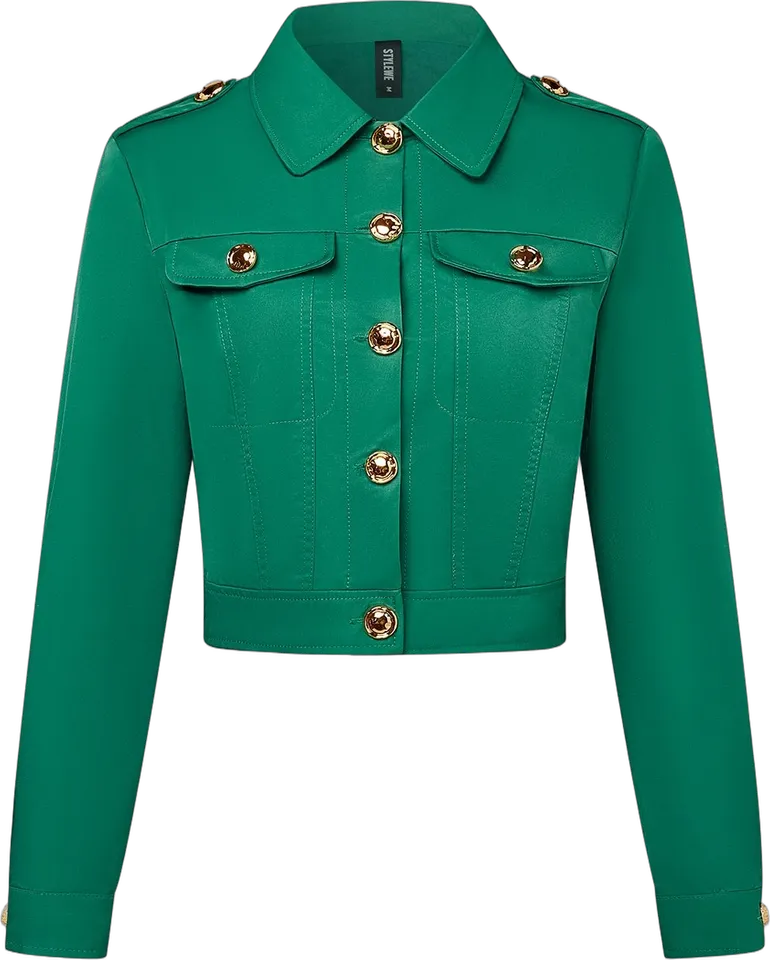 Cropped jacket with gold buttons