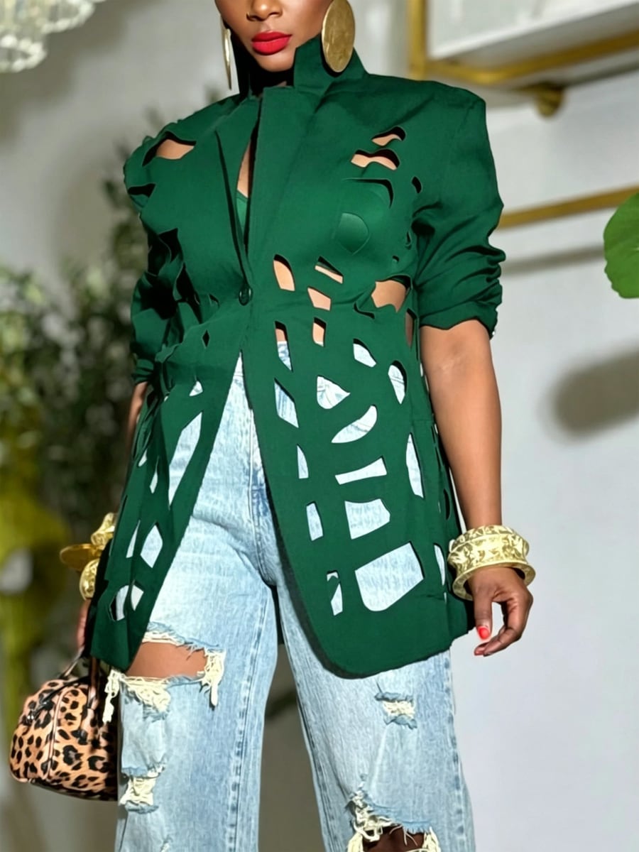 The dark green colour, worn