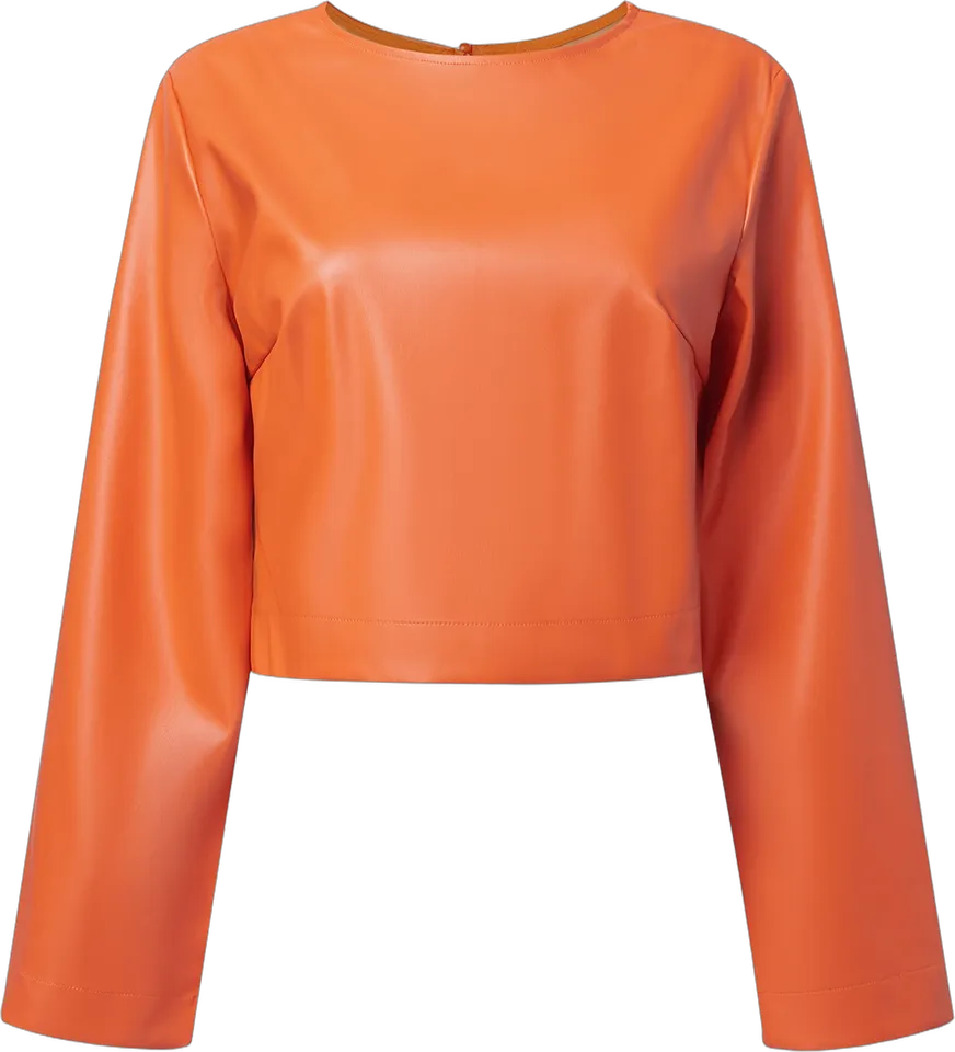 Orange faux leather cropped top