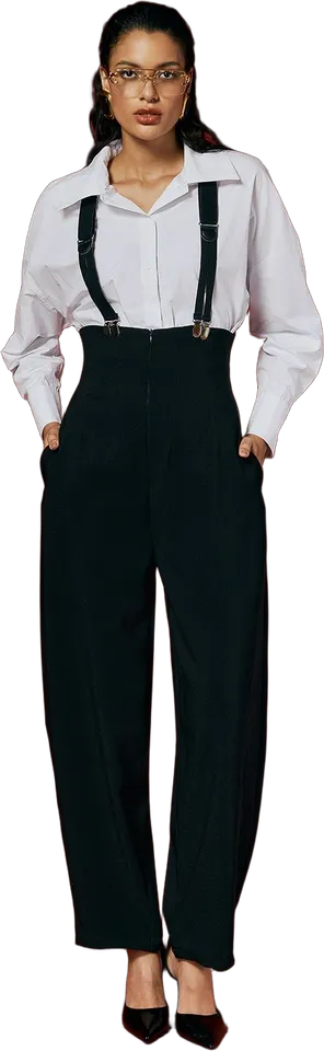 Pantalón de tiro alto con tirantes
