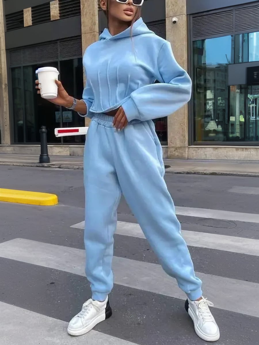 Full length, with matching joggers
