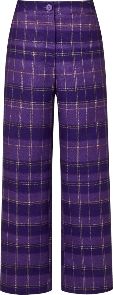 Pantalón recto de cuadros morado