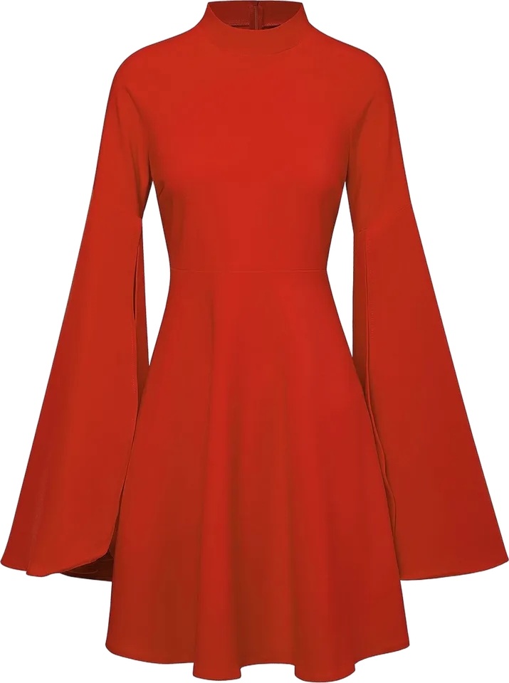 Red dress with cape sleeves