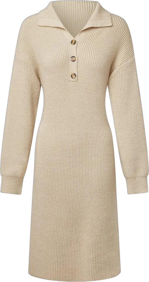 Shawl collar sweater midi dress