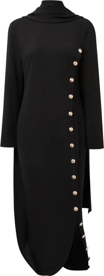 Maxi dress with side gold buttons
