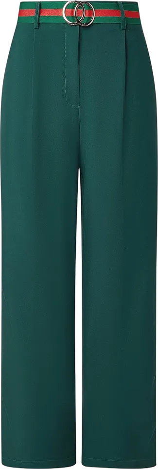 Pantalón recto verde con franja lateral