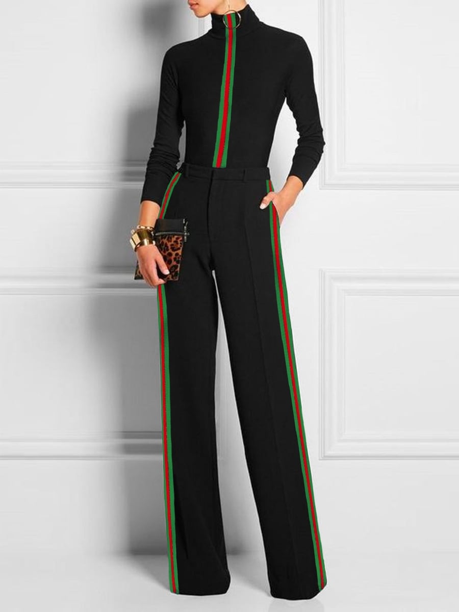 Full length, with the striped trousers