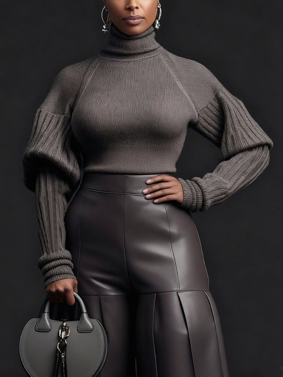 Front, upper body, in charcoal grey