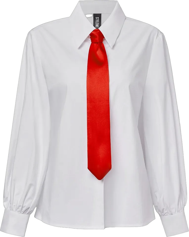 White shirt with a red tie