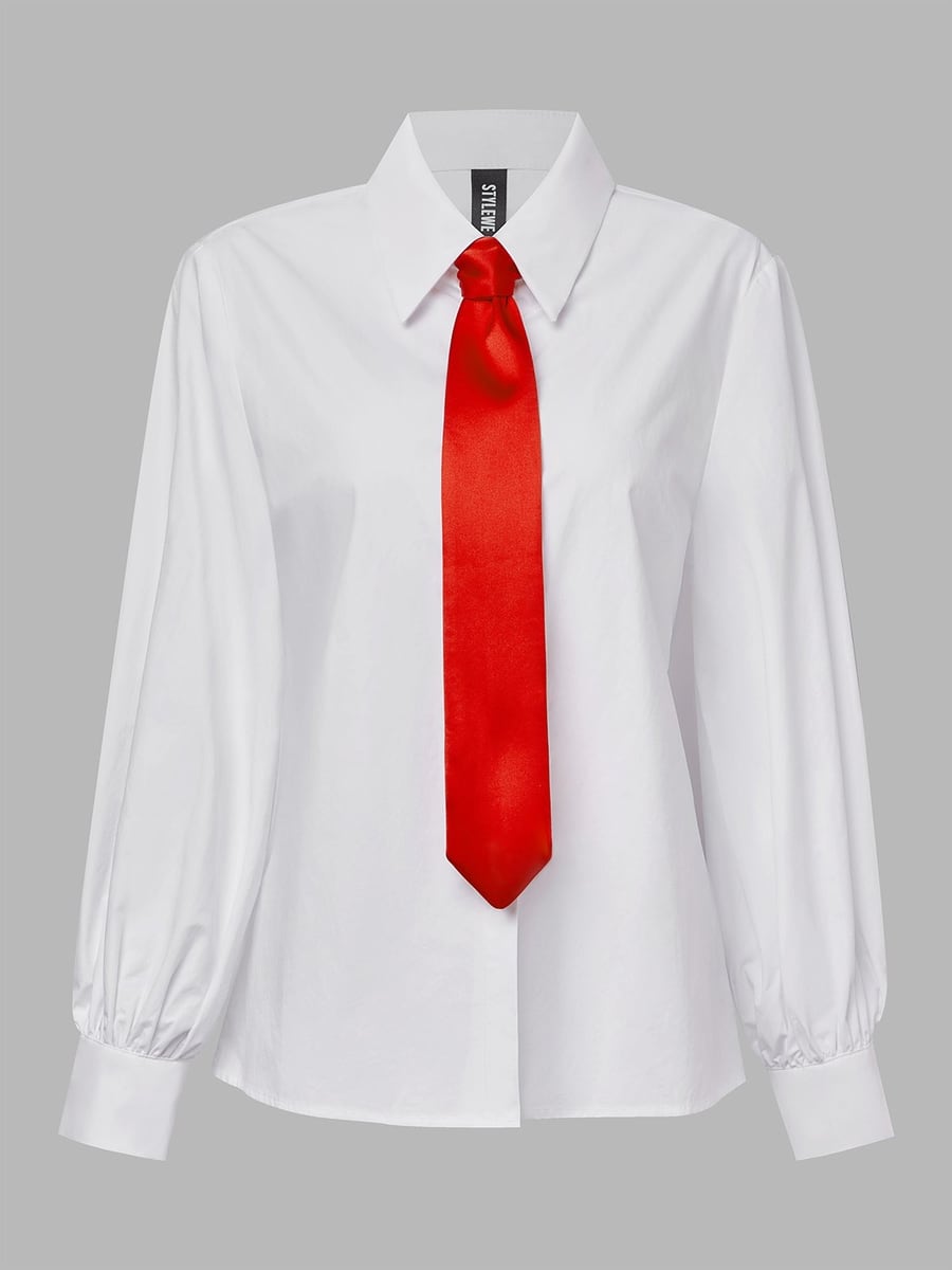 The shirt laid flat with the tie, front